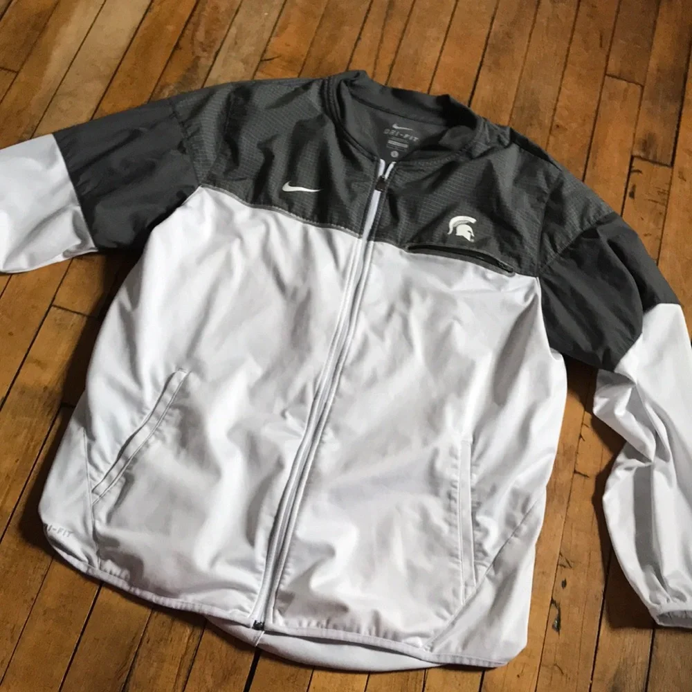 Michigan State Spartans Nike White and Black Dri-FIT‎ Lightweight Zip Jacket